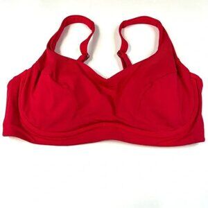 Athleta 34D 34DD Bikini Top Solid Red Underwire